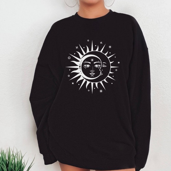 Sweaters - Sun moon graphic sweater, moon sweatshirt, mystical sweatshirt, sun top